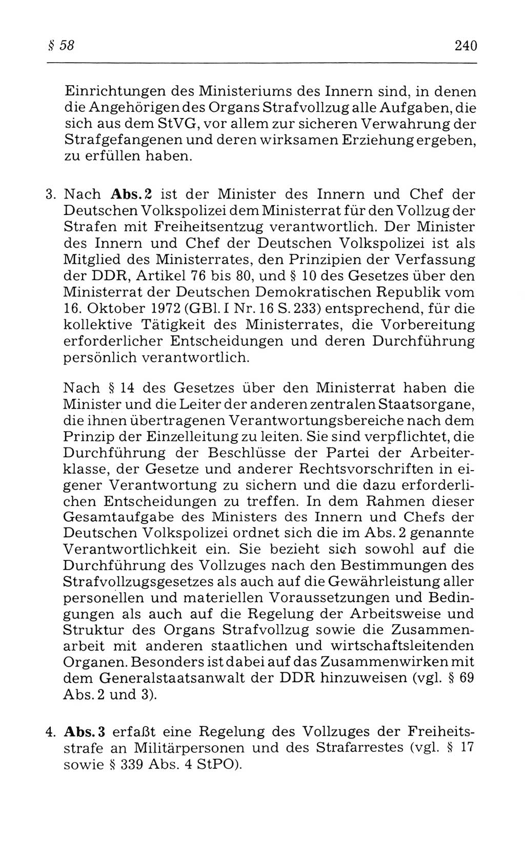 Kommentar zum Strafvollzugsgesetz [(StVG) Deutsche Demokratische Republik (DDR)] 1980, Seite 240 (Komm. StVG DDR 1980, S. 240)