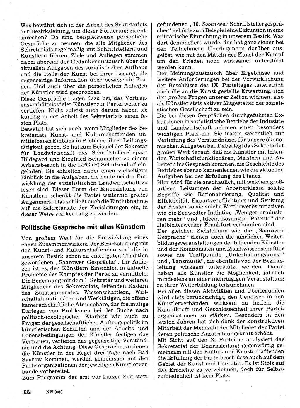 Neuer Weg (NW), Organ des Zentralkomitees (ZK) der SED (Sozialistische Einheitspartei Deutschlands) für Fragen des Parteilebens, 35. Jahrgang [Deutsche Demokratische Republik (DDR)] 1980, Seite 332 (NW ZK SED DDR 1980, S. 332)