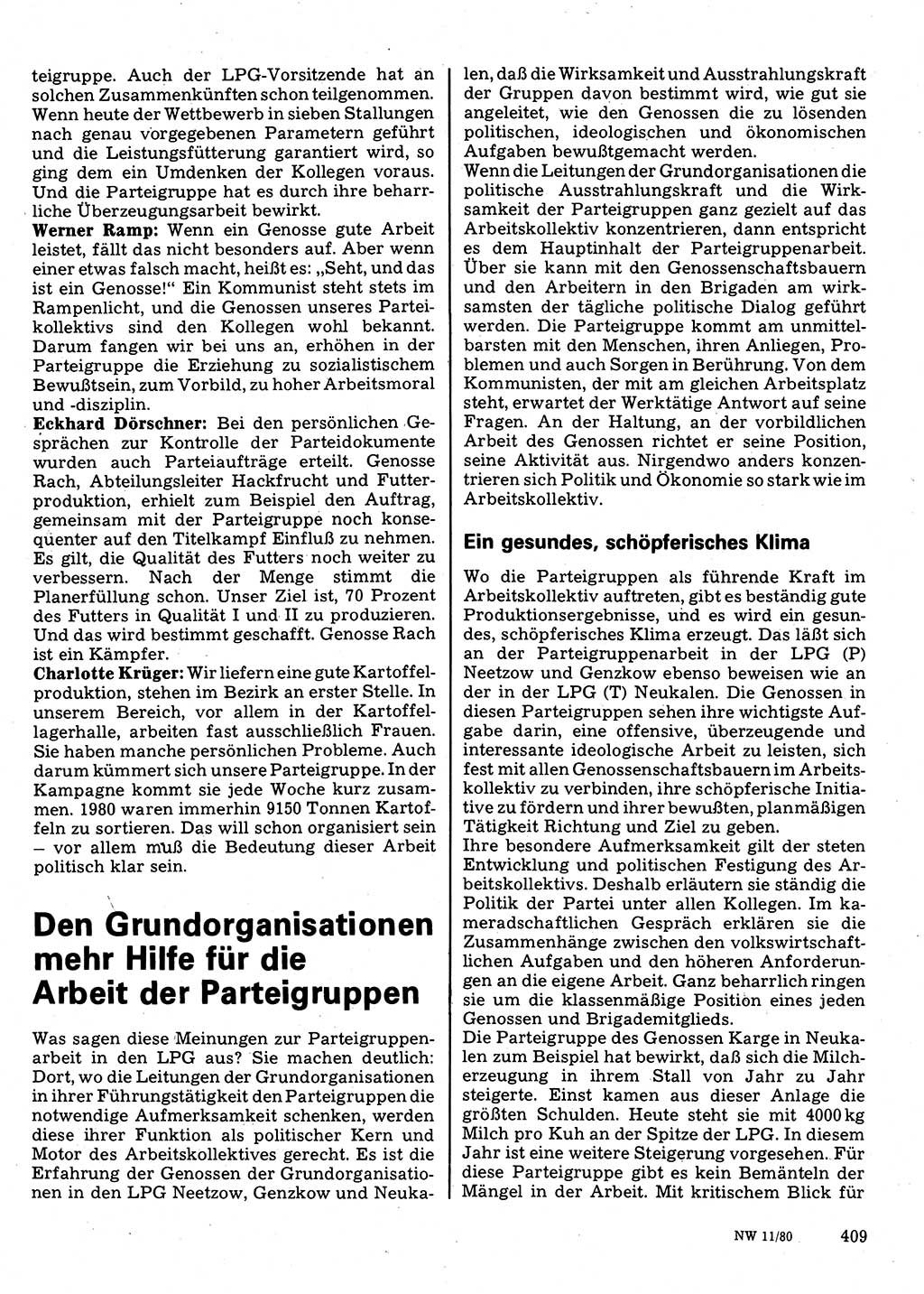 Neuer Weg (NW), Organ des Zentralkomitees (ZK) der SED (Sozialistische Einheitspartei Deutschlands) für Fragen des Parteilebens, 35. Jahrgang [Deutsche Demokratische Republik (DDR)] 1980, Seite 409 (NW ZK SED DDR 1980, S. 409)