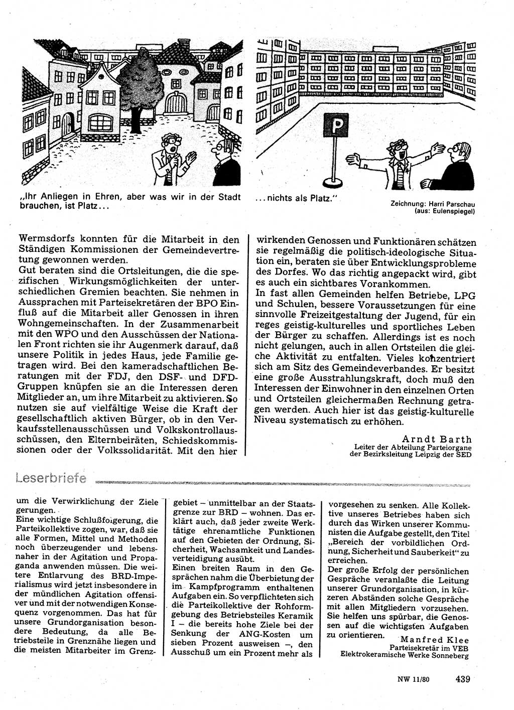 Neuer Weg (NW), Organ des Zentralkomitees (ZK) der SED (Sozialistische Einheitspartei Deutschlands) für Fragen des Parteilebens, 35. Jahrgang [Deutsche Demokratische Republik (DDR)] 1980, Seite 439 (NW ZK SED DDR 1980, S. 439)