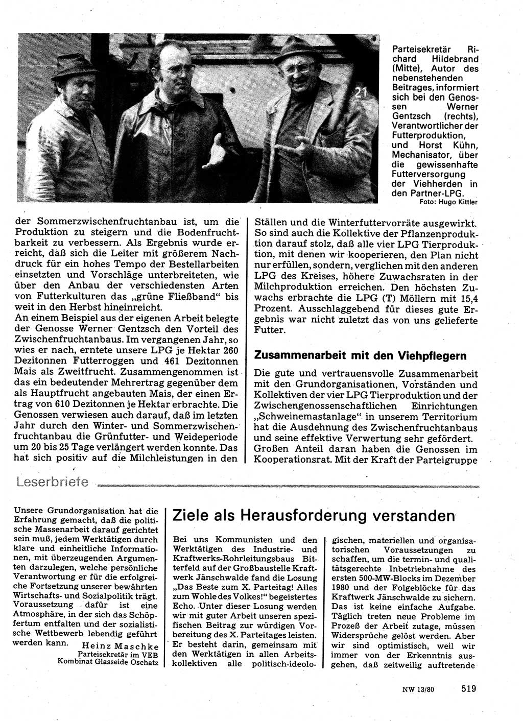 Neuer Weg (NW), Organ des Zentralkomitees (ZK) der SED (Sozialistische Einheitspartei Deutschlands) für Fragen des Parteilebens, 35. Jahrgang [Deutsche Demokratische Republik (DDR)] 1980, Seite 519 (NW ZK SED DDR 1980, S. 519)