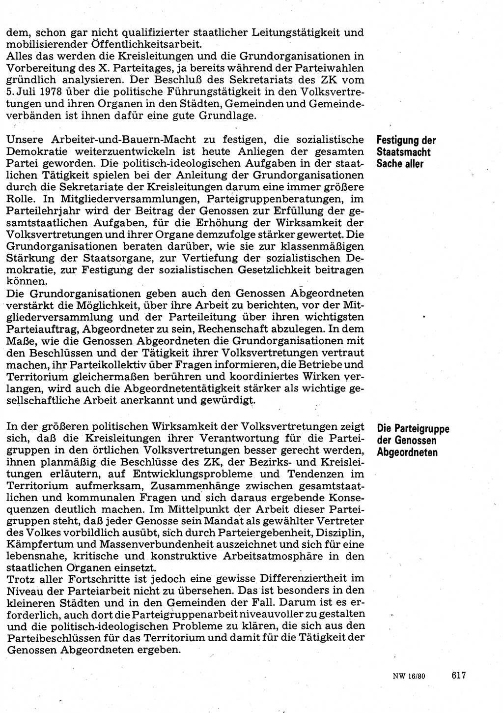Neuer Weg (NW), Organ des Zentralkomitees (ZK) der SED (Sozialistische Einheitspartei Deutschlands) für Fragen des Parteilebens, 35. Jahrgang [Deutsche Demokratische Republik (DDR)] 1980, Seite 617 (NW ZK SED DDR 1980, S. 617)