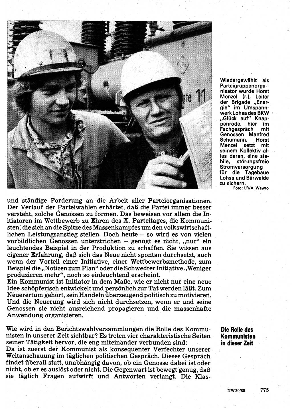 Neuer Weg (NW), Organ des Zentralkomitees (ZK) der SED (Sozialistische Einheitspartei Deutschlands) für Fragen des Parteilebens, 35. Jahrgang [Deutsche Demokratische Republik (DDR)] 1980, Seite 775 (NW ZK SED DDR 1980, S. 775)