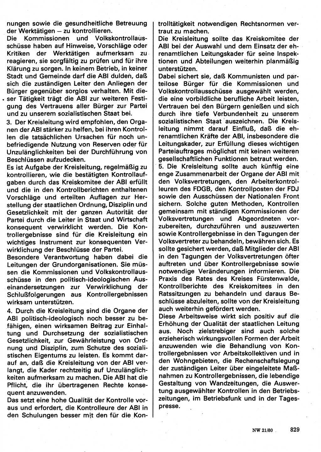 Neuer Weg (NW), Organ des Zentralkomitees (ZK) der SED (Sozialistische Einheitspartei Deutschlands) für Fragen des Parteilebens, 35. Jahrgang [Deutsche Demokratische Republik (DDR)] 1980, Seite 829 (NW ZK SED DDR 1980, S. 829)