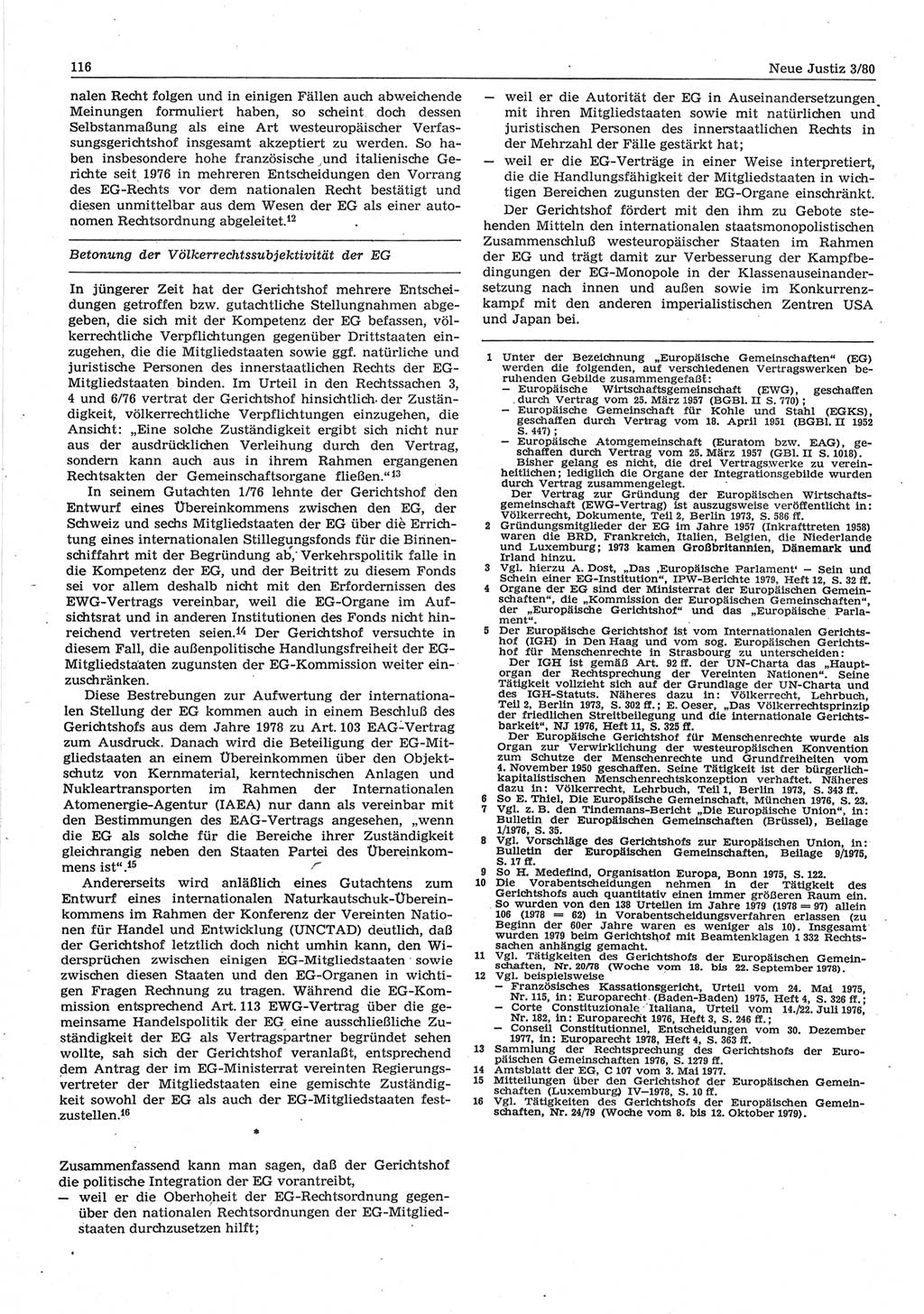 Neue Justiz (NJ), Zeitschrift für sozialistisches Recht und Gesetzlichkeit [Deutsche Demokratische Republik (DDR)], 34. Jahrgang 1980, Seite 116 (NJ DDR 1980, S. 116)