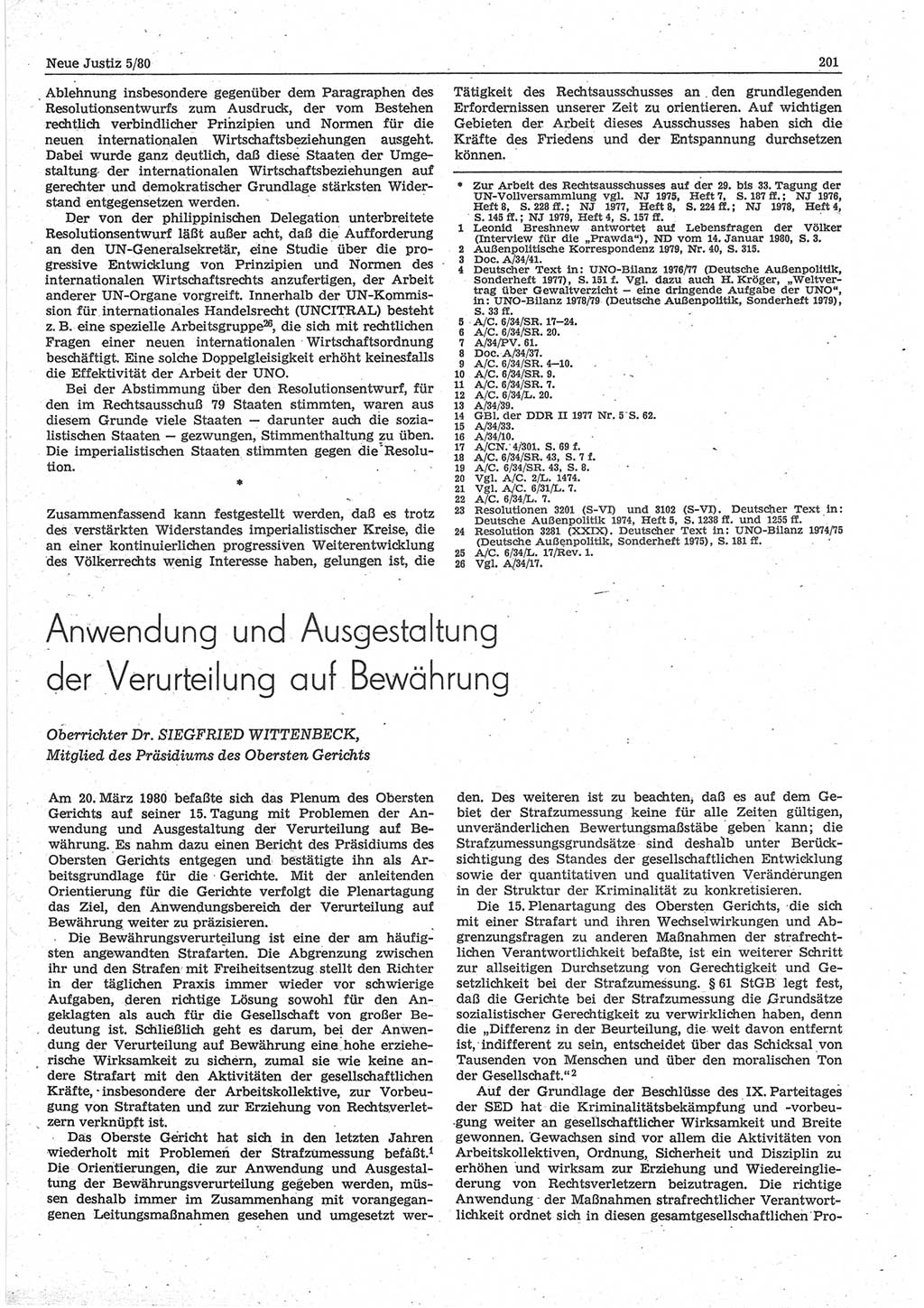 Neue Justiz (NJ), Zeitschrift für sozialistisches Recht und Gesetzlichkeit [Deutsche Demokratische Republik (DDR)], 34. Jahrgang 1980, Seite 201 (NJ DDR 1980, S. 201)