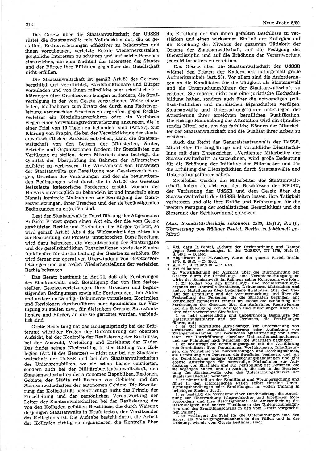 Neue Justiz (NJ), Zeitschrift für sozialistisches Recht und Gesetzlichkeit [Deutsche Demokratische Republik (DDR)], 34. Jahrgang 1980, Seite 212 (NJ DDR 1980, S. 212)