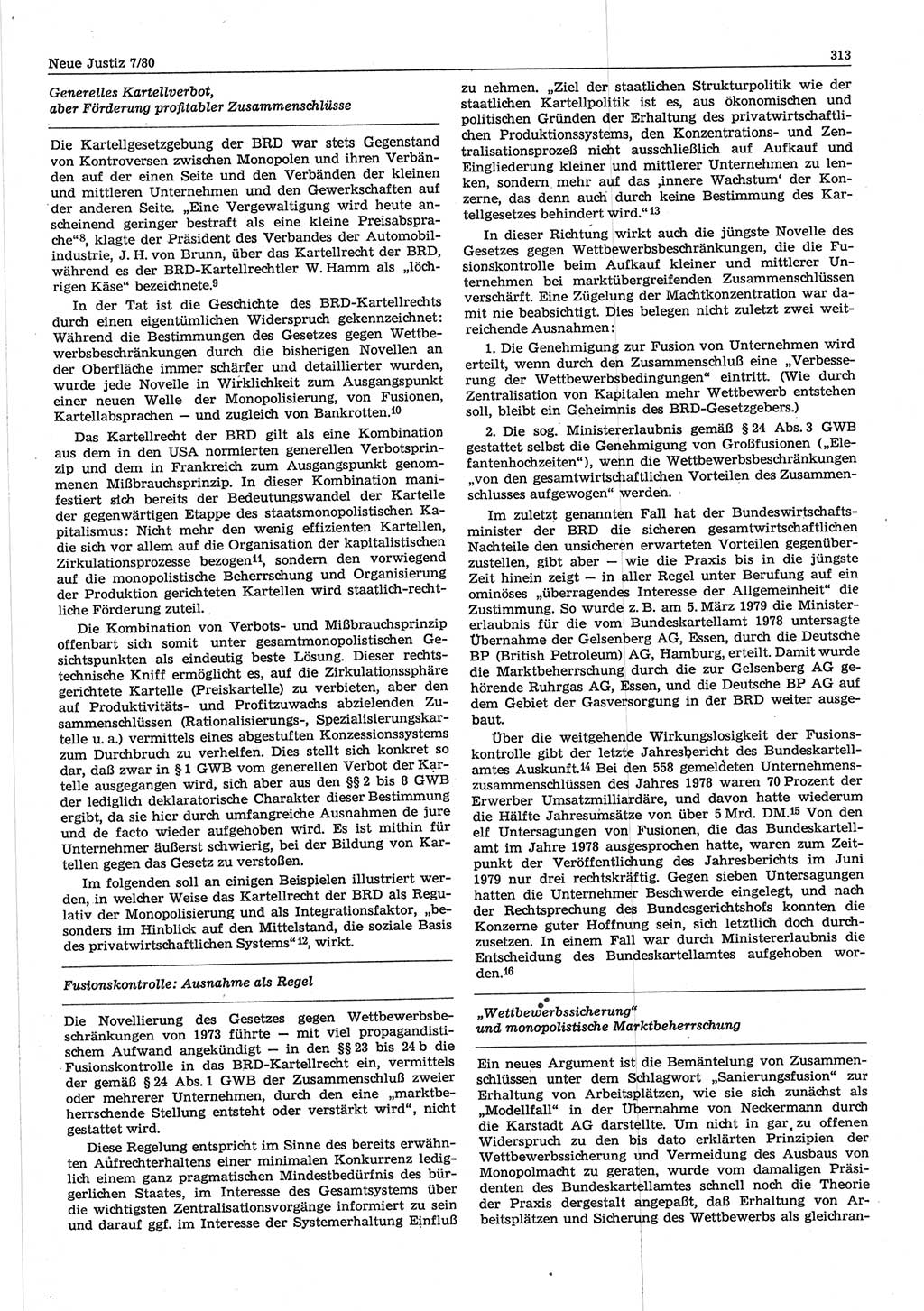 Neue Justiz (NJ), Zeitschrift für sozialistisches Recht und Gesetzlichkeit [Deutsche Demokratische Republik (DDR)], 34. Jahrgang 1980, Seite 313 (NJ DDR 1980, S. 313)