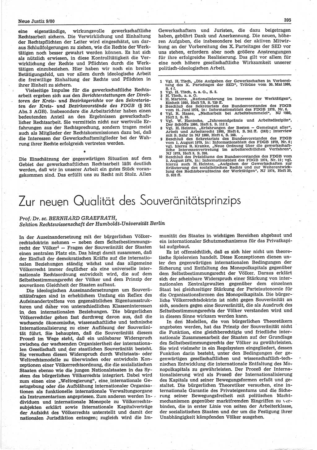 Neue Justiz (NJ), Zeitschrift für sozialistisches Recht und Gesetzlichkeit [Deutsche Demokratische Republik (DDR)], 34. Jahrgang 1980, Seite 395 (NJ DDR 1980, S. 395)