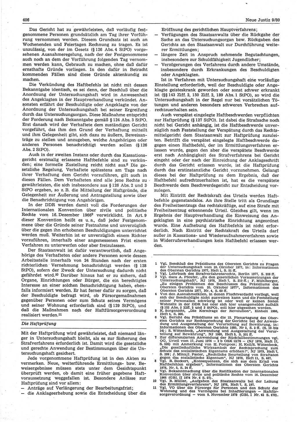 Neue Justiz (NJ), Zeitschrift für sozialistisches Recht und Gesetzlichkeit [Deutsche Demokratische Republik (DDR)], 34. Jahrgang 1980, Seite 406 (NJ DDR 1980, S. 406)