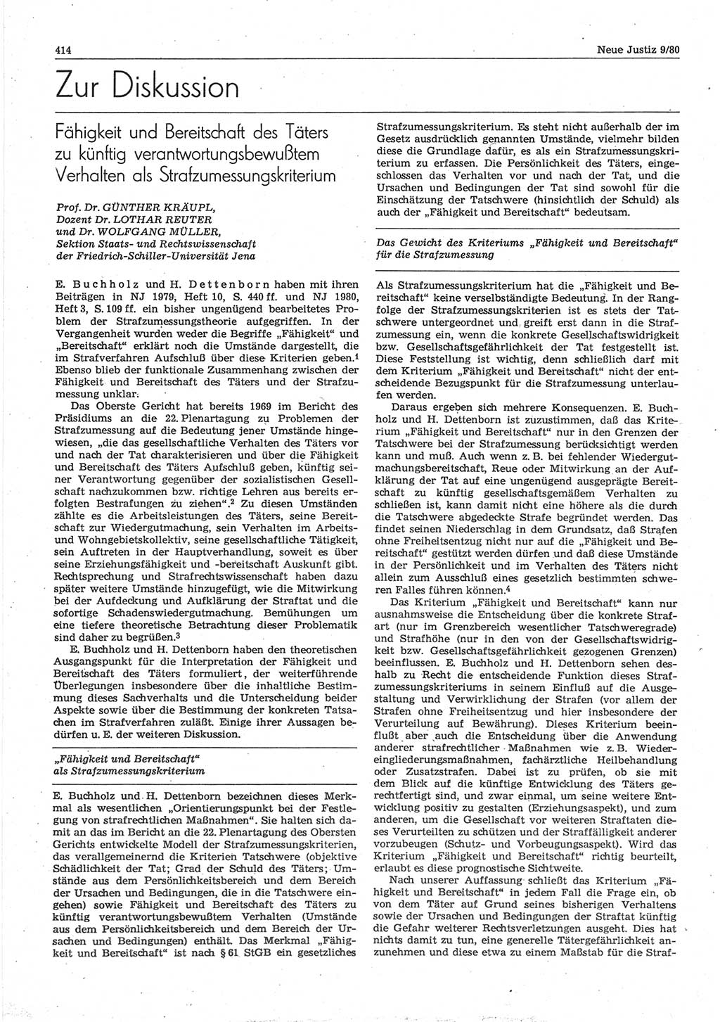 Neue Justiz (NJ), Zeitschrift für sozialistisches Recht und Gesetzlichkeit [Deutsche Demokratische Republik (DDR)], 34. Jahrgang 1980, Seite 414 (NJ DDR 1980, S. 414)