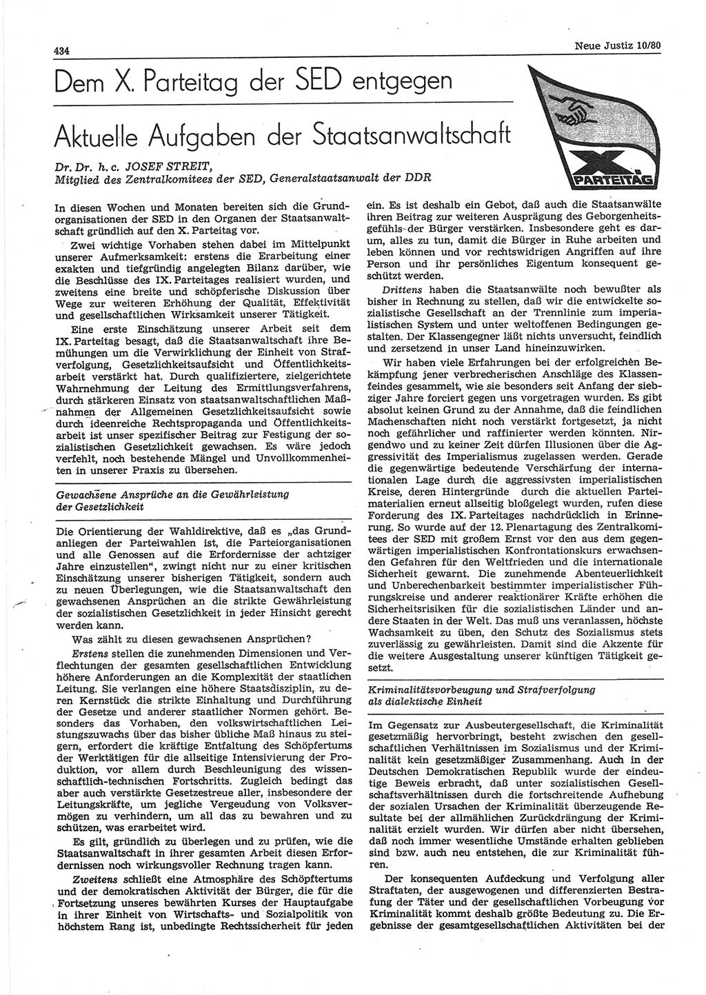 Neue Justiz (NJ), Zeitschrift für sozialistisches Recht und Gesetzlichkeit [Deutsche Demokratische Republik (DDR)], 34. Jahrgang 1980, Seite 434 (NJ DDR 1980, S. 434)