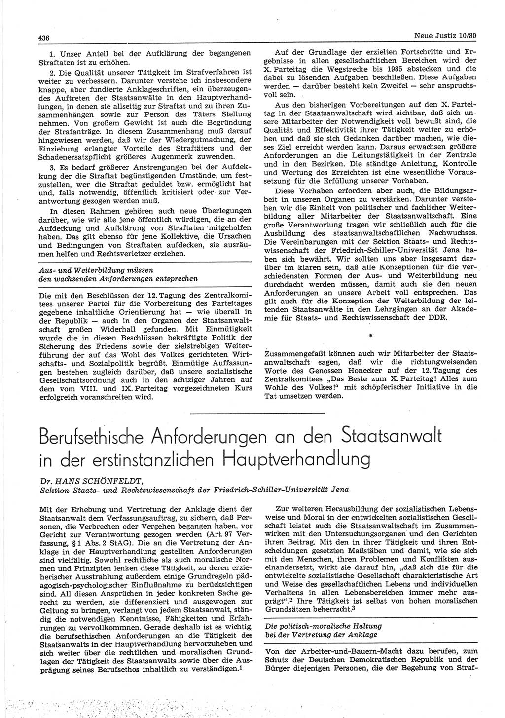 Neue Justiz (NJ), Zeitschrift für sozialistisches Recht und Gesetzlichkeit [Deutsche Demokratische Republik (DDR)], 34. Jahrgang 1980, Seite 436 (NJ DDR 1980, S. 436)