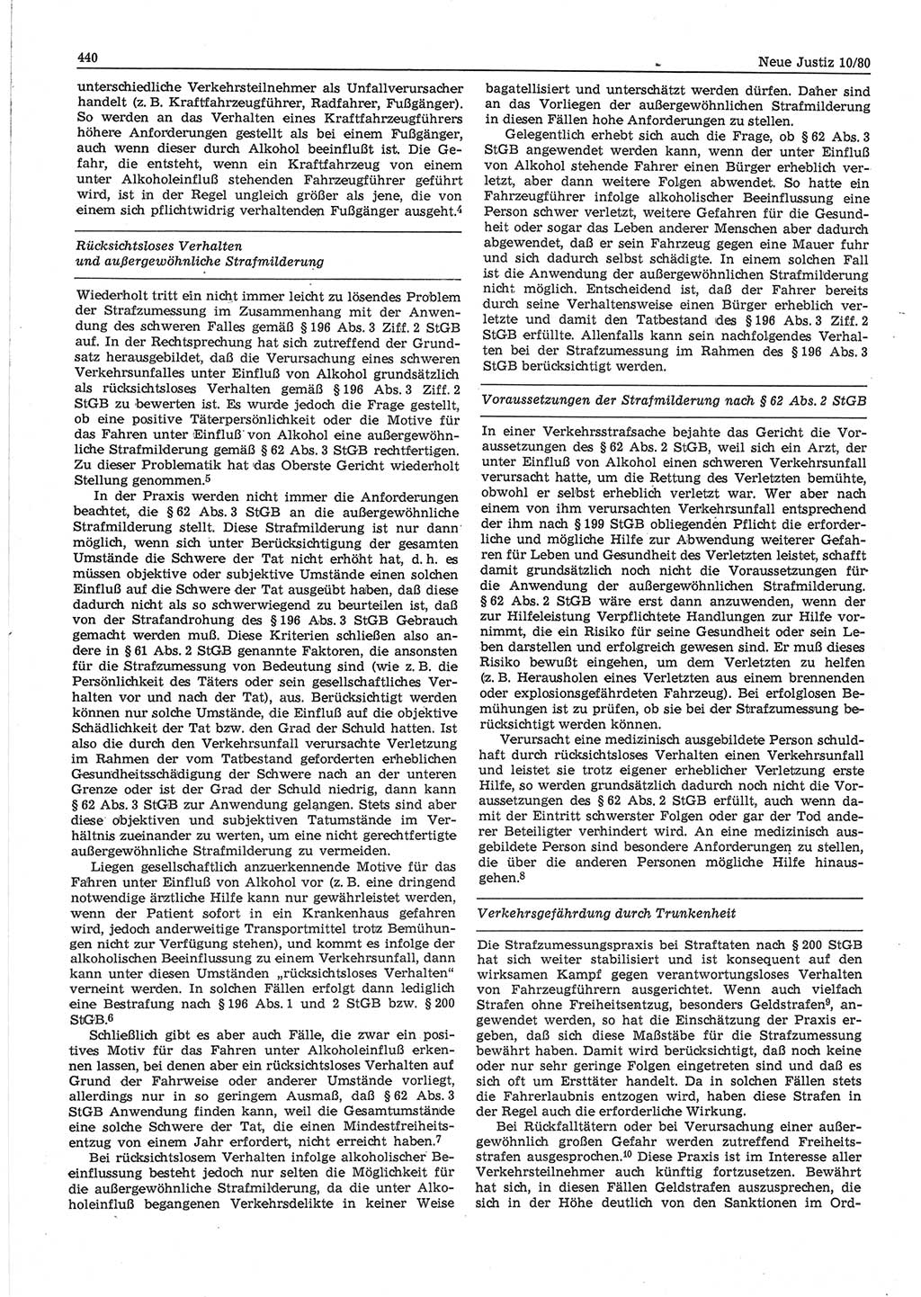 Neue Justiz (NJ), Zeitschrift für sozialistisches Recht und Gesetzlichkeit [Deutsche Demokratische Republik (DDR)], 34. Jahrgang 1980, Seite 440 (NJ DDR 1980, S. 440)