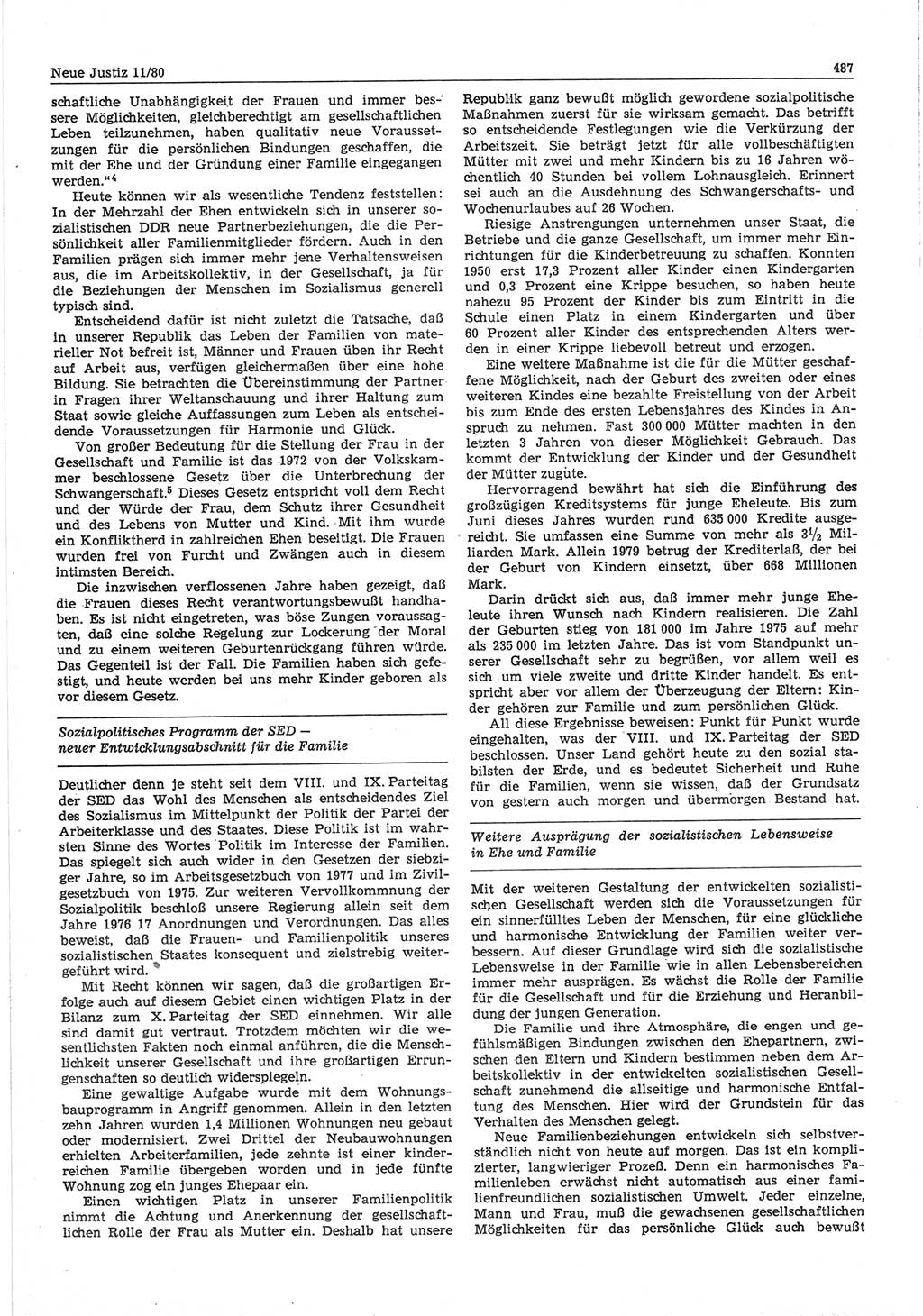Neue Justiz (NJ), Zeitschrift für sozialistisches Recht und Gesetzlichkeit [Deutsche Demokratische Republik (DDR)], 34. Jahrgang 1980, Seite 487 (NJ DDR 1980, S. 487)