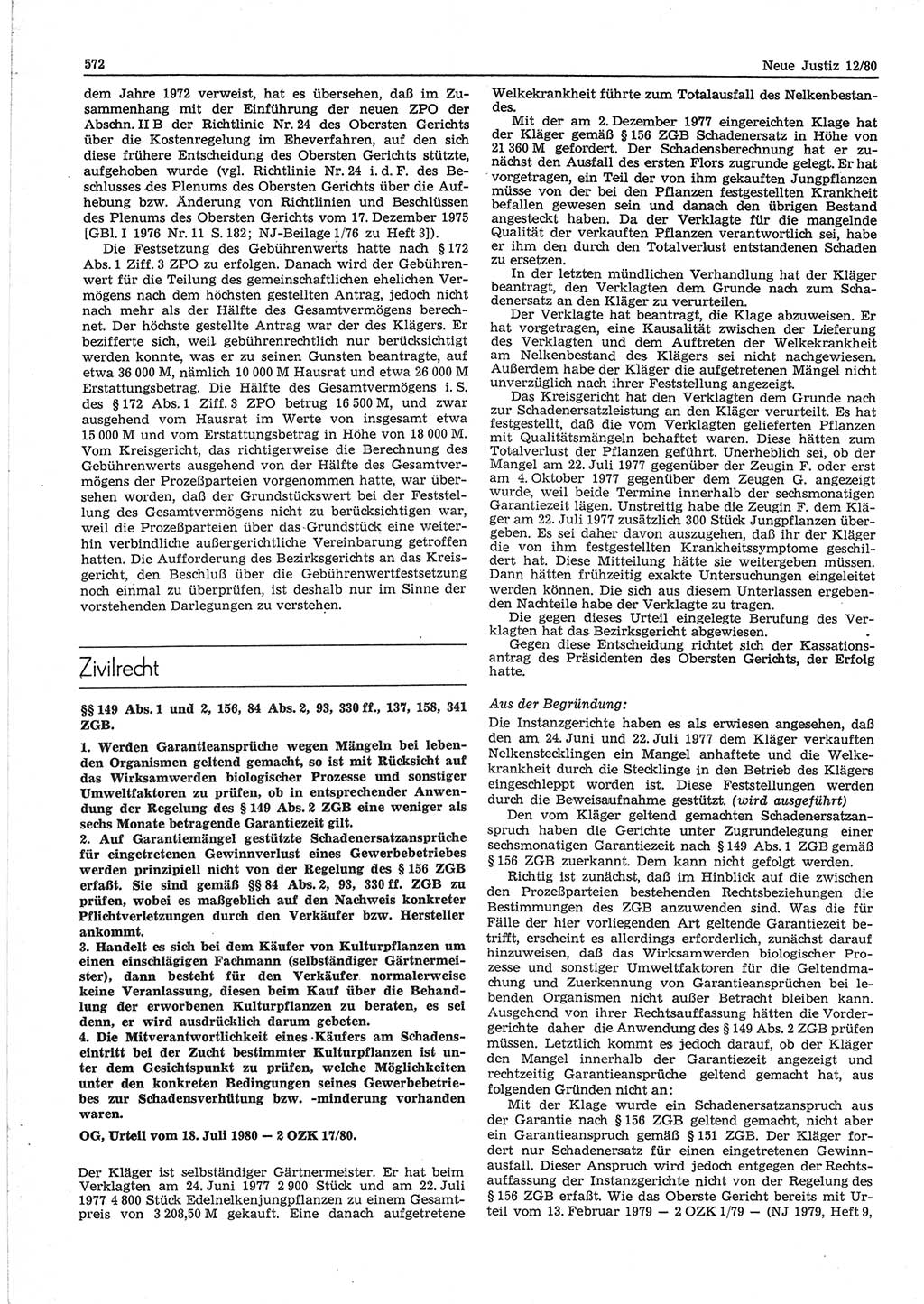 Neue Justiz (NJ), Zeitschrift für sozialistisches Recht und Gesetzlichkeit [Deutsche Demokratische Republik (DDR)], 34. Jahrgang 1980, Seite 572 (NJ DDR 1980, S. 572)