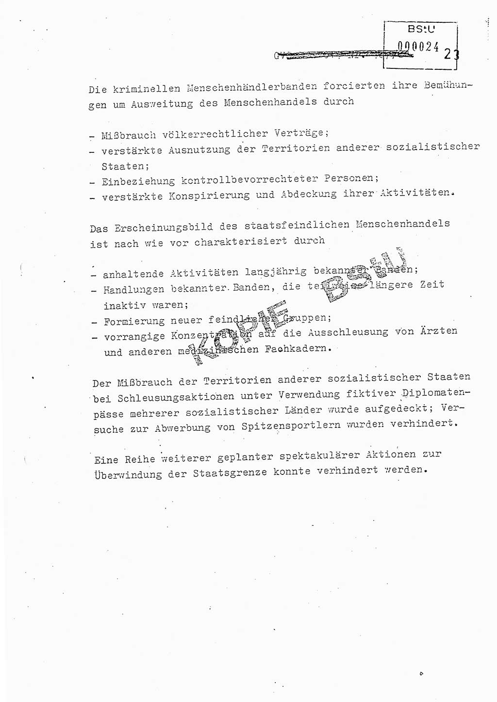 Jahresbericht der Hauptabteilung (HA) Ⅸ 1981, Analyse über die Entwicklung und die Wirksamkeit der politisch-operativen Arbeit der Linie Ⅸ in der Zeit vom 1. Januar 1981 bis 30. September 1981, Ministerium für Staatssicherheit (MfS) der Deutschen Demokratischen Republik (DDR), Hauptabteilung Ⅸ, Berlin 1981, Seite 23 (Anal. MfS DDR HA Ⅸ /81 1981, S. 23)