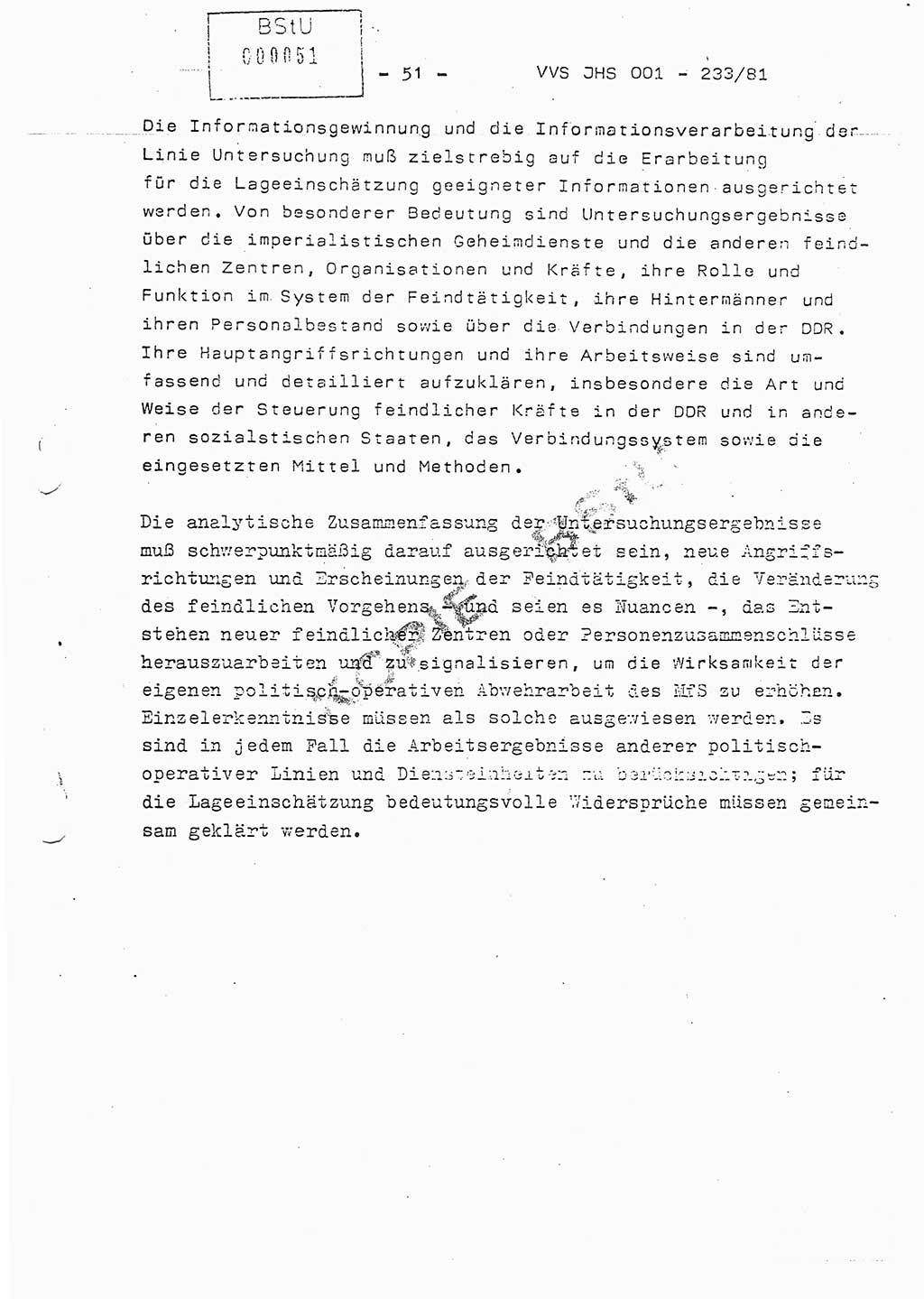 Dissertation Oberstleutnant Horst Zank (JHS), Oberstleutnant Dr. Karl-Heinz Knoblauch (JHS), Oberstleutnant Gustav-Adolf Kowalewski (HA Ⅸ), Oberstleutnant Wolfgang Plötner (HA Ⅸ), Ministerium für Staatssicherheit (MfS) [Deutsche Demokratische Republik (DDR)], Juristische Hochschule (JHS), Vertrauliche Verschlußsache (VVS) o001-233/81, Potsdam 1981, Blatt 51 (Diss. MfS DDR JHS VVS o001-233/81 1981, Bl. 51)