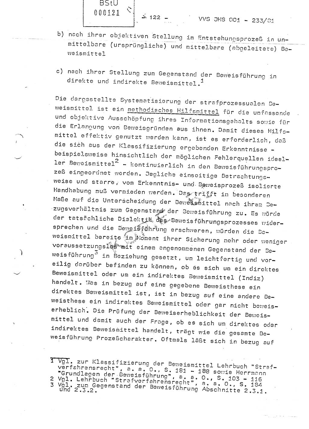 Dissertation Oberstleutnant Horst Zank (JHS), Oberstleutnant Dr. Karl-Heinz Knoblauch (JHS), Oberstleutnant Gustav-Adolf Kowalewski (HA Ⅸ), Oberstleutnant Wolfgang Plötner (HA Ⅸ), Ministerium für Staatssicherheit (MfS) [Deutsche Demokratische Republik (DDR)], Juristische Hochschule (JHS), Vertrauliche Verschlußsache (VVS) o001-233/81, Potsdam 1981, Blatt 122 (Diss. MfS DDR JHS VVS o001-233/81 1981, Bl. 122)