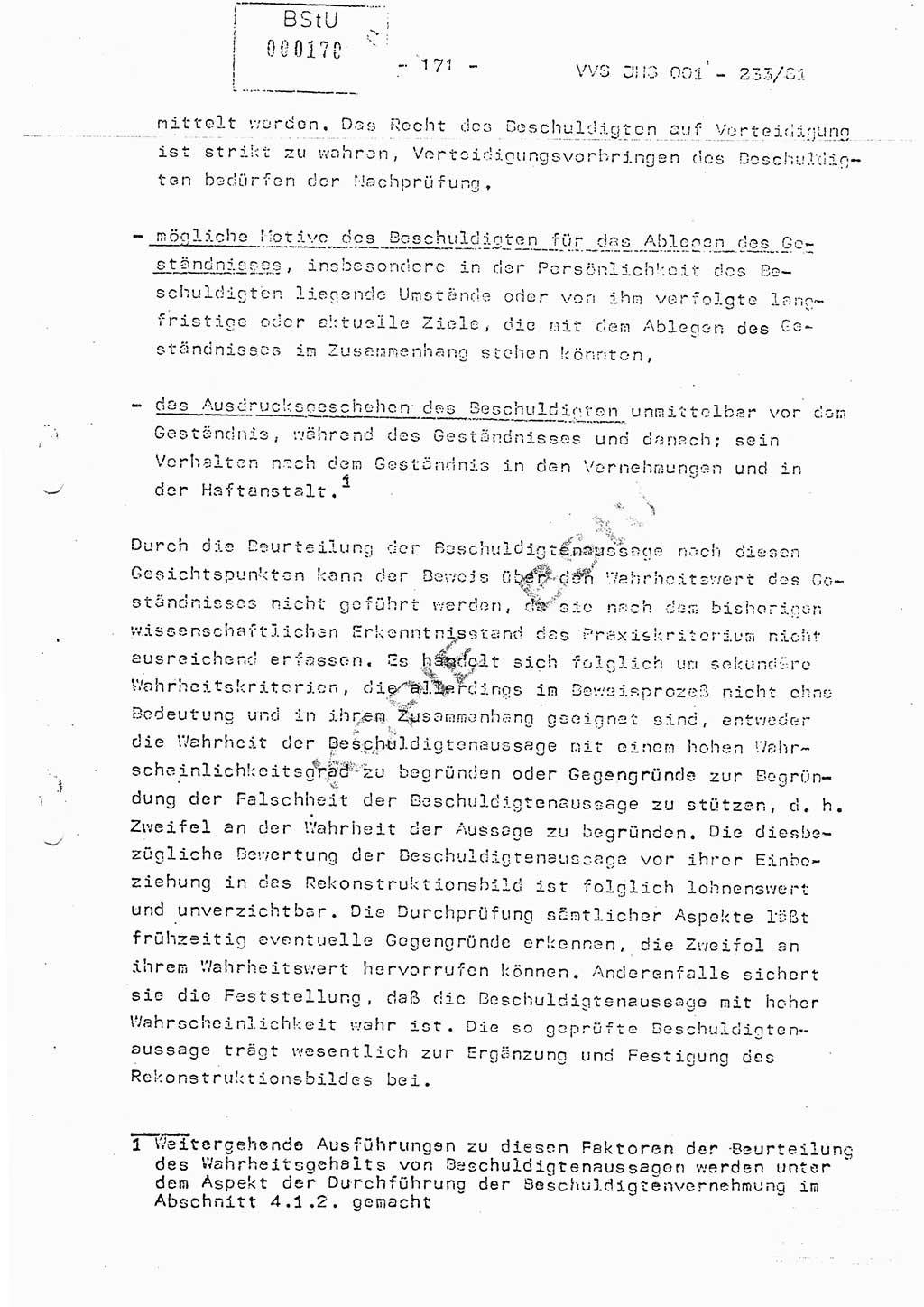 Dissertation Oberstleutnant Horst Zank (JHS), Oberstleutnant Dr. Karl-Heinz Knoblauch (JHS), Oberstleutnant Gustav-Adolf Kowalewski (HA Ⅸ), Oberstleutnant Wolfgang Plötner (HA Ⅸ), Ministerium für Staatssicherheit (MfS) [Deutsche Demokratische Republik (DDR)], Juristische Hochschule (JHS), Vertrauliche Verschlußsache (VVS) o001-233/81, Potsdam 1981, Blatt 171 (Diss. MfS DDR JHS VVS o001-233/81 1981, Bl. 171)