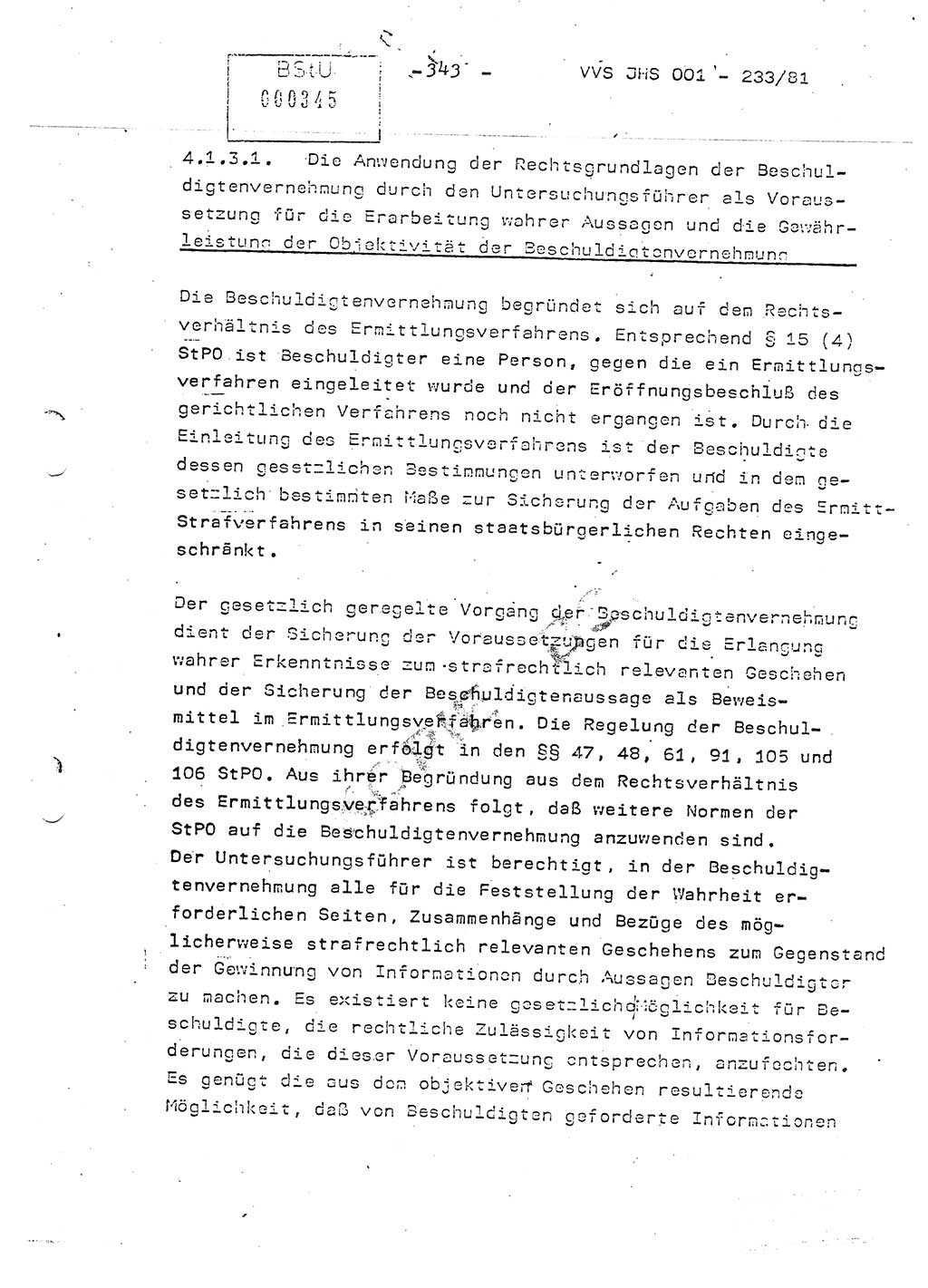 Dissertation Oberstleutnant Horst Zank (JHS), Oberstleutnant Dr. Karl-Heinz Knoblauch (JHS), Oberstleutnant Gustav-Adolf Kowalewski (HA Ⅸ), Oberstleutnant Wolfgang Plötner (HA Ⅸ), Ministerium für Staatssicherheit (MfS) [Deutsche Demokratische Republik (DDR)], Juristische Hochschule (JHS), Vertrauliche Verschlußsache (VVS) o001-233/81, Potsdam 1981, Blatt 343 (Diss. MfS DDR JHS VVS o001-233/81 1981, Bl. 343)