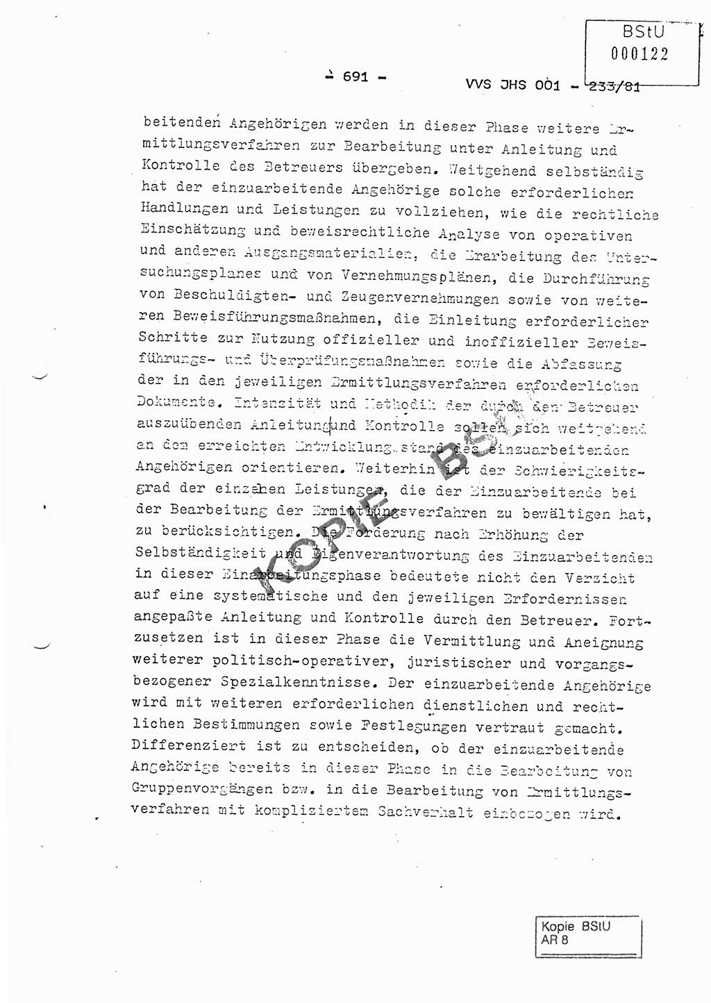 Dissertation Oberstleutnant Horst Zank (JHS), Oberstleutnant Dr. Karl-Heinz Knoblauch (JHS), Oberstleutnant Gustav-Adolf Kowalewski (HA Ⅸ), Oberstleutnant Wolfgang Plötner (HA Ⅸ), Ministerium für Staatssicherheit (MfS) [Deutsche Demokratische Republik (DDR)], Juristische Hochschule (JHS), Vertrauliche Verschlußsache (VVS) o001-233/81, Potsdam 1981, Blatt 691 (Diss. MfS DDR JHS VVS o001-233/81 1981, Bl. 691)