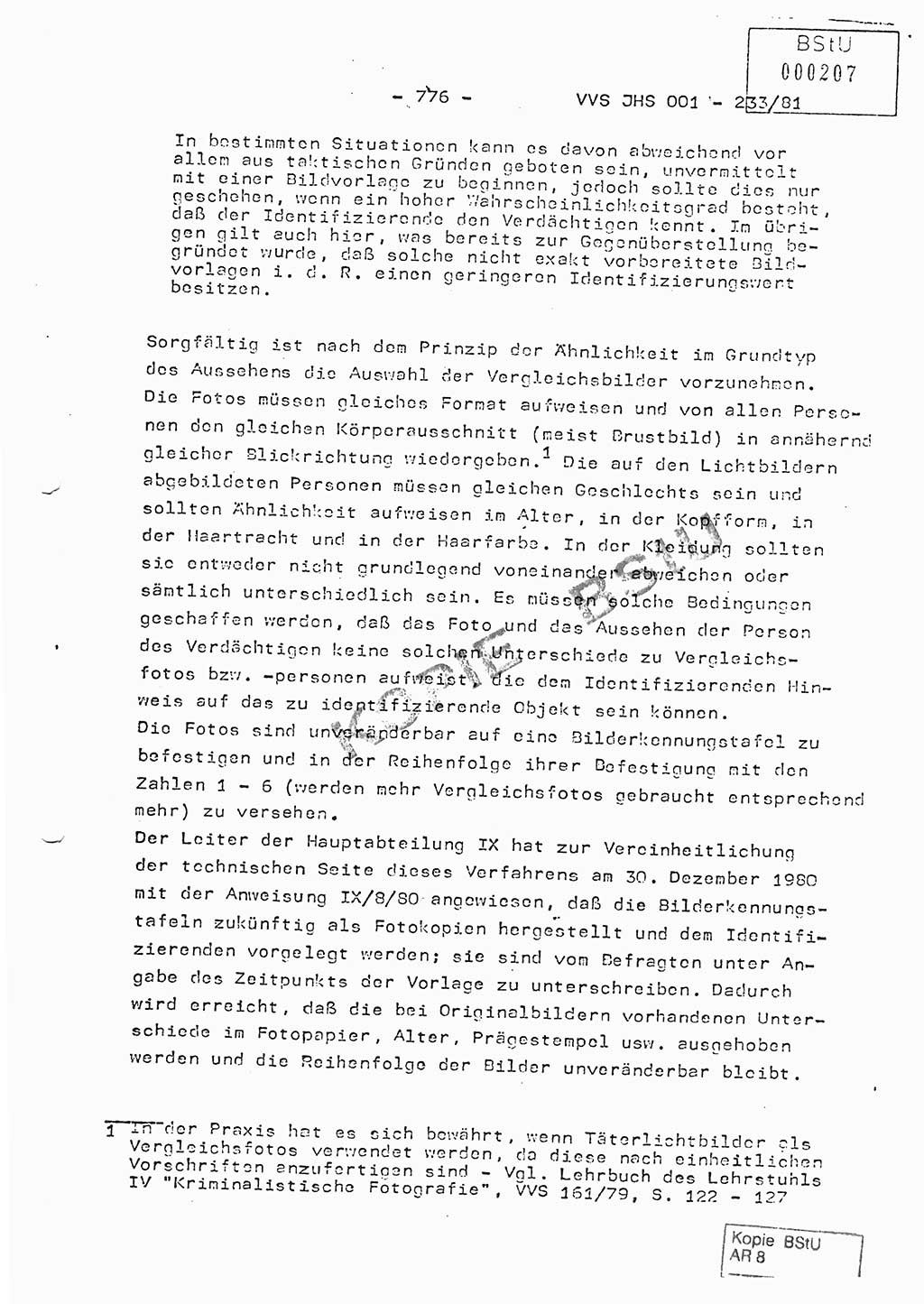 Dissertation Oberstleutnant Horst Zank (JHS), Oberstleutnant Dr. Karl-Heinz Knoblauch (JHS), Oberstleutnant Gustav-Adolf Kowalewski (HA Ⅸ), Oberstleutnant Wolfgang Plötner (HA Ⅸ), Ministerium für Staatssicherheit (MfS) [Deutsche Demokratische Republik (DDR)], Juristische Hochschule (JHS), Vertrauliche Verschlußsache (VVS) o001-233/81, Potsdam 1981, Blatt 776 (Diss. MfS DDR JHS VVS o001-233/81 1981, Bl. 776)