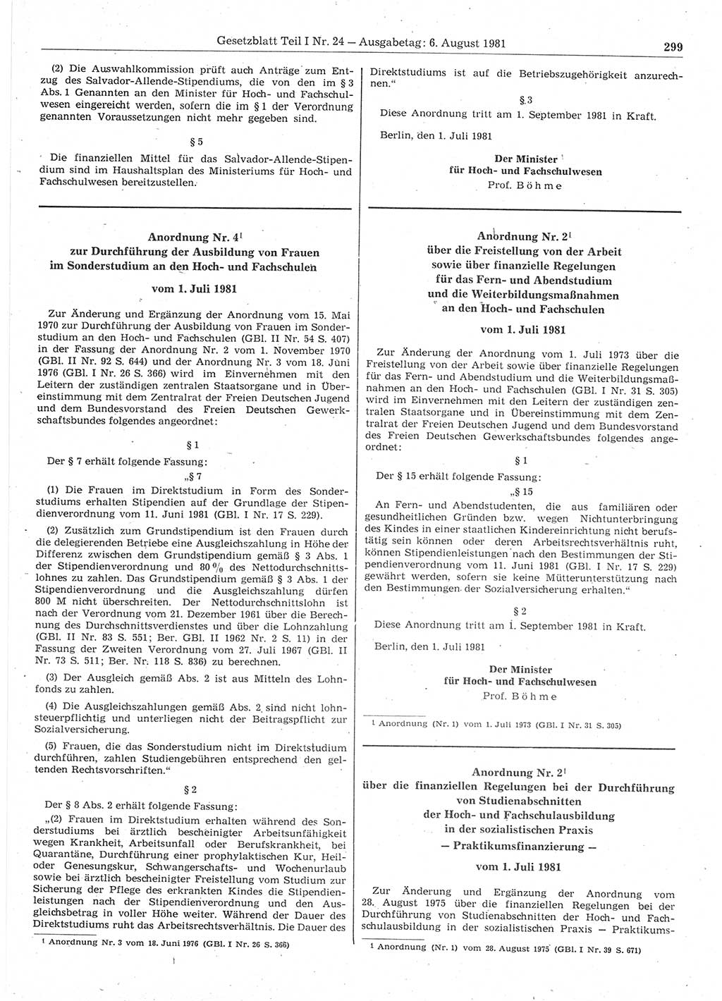 Gesetzblatt (GBl.) der Deutschen Demokratischen Republik (DDR) Teil Ⅰ 1981, Seite 299 (GBl. DDR Ⅰ 1981, S. 299)