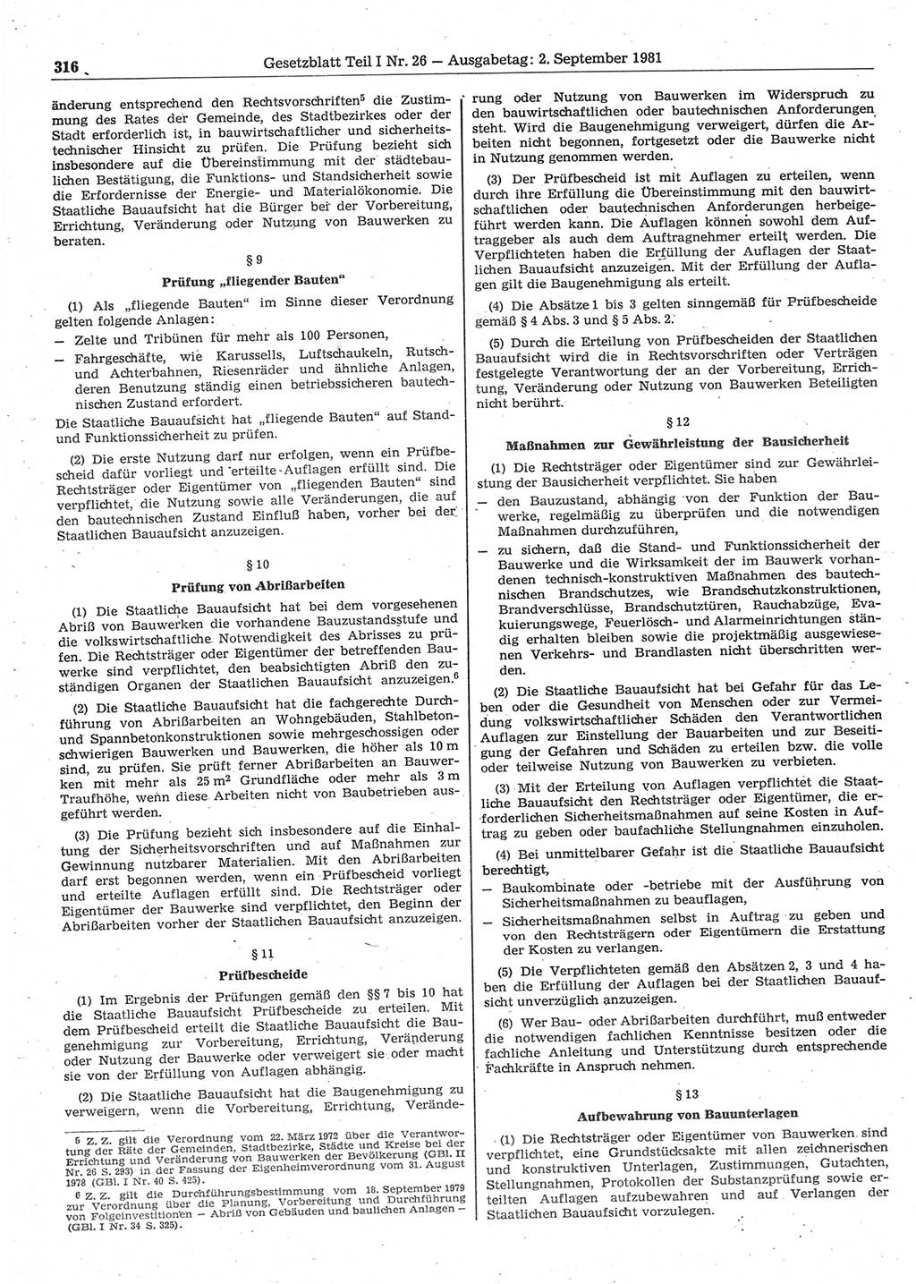 Gesetzblatt (GBl.) der Deutschen Demokratischen Republik (DDR) Teil Ⅰ 1981, Seite 316 (GBl. DDR Ⅰ 1981, S. 316)