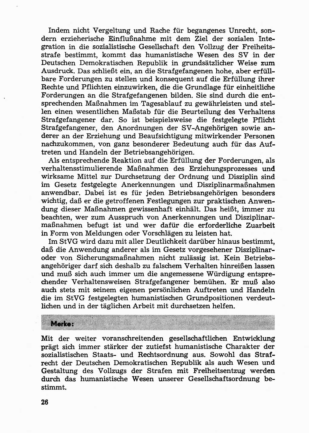 Handbuch für Betriebsangehörige, Abteilung Strafvollzug (SV) [Ministerium des Innern (MdI) Deutsche Demokratische Republik (DDR)] 1981, Seite 26 (Hb. BA Abt. SV MdI DDR 1981, S. 26)