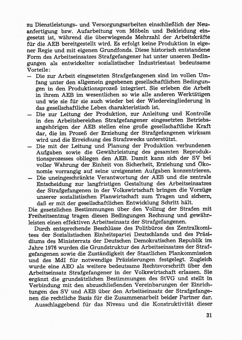 Handbuch für Betriebsangehörige, Abteilung Strafvollzug (SV) [Ministerium des Innern (MdI) Deutsche Demokratische Republik (DDR)] 1981, Seite 31 (Hb. BA Abt. SV MdI DDR 1981, S. 31)