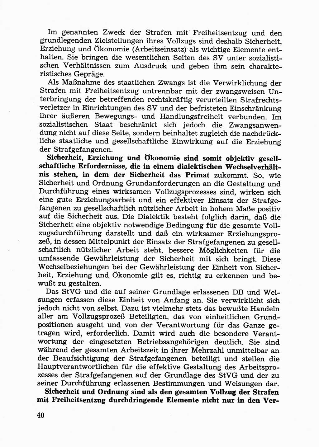 Handbuch für Betriebsangehörige, Abteilung Strafvollzug (SV) [Ministerium des Innern (MdI) Deutsche Demokratische Republik (DDR)] 1981, Seite 40 (Hb. BA Abt. SV MdI DDR 1981, S. 40)