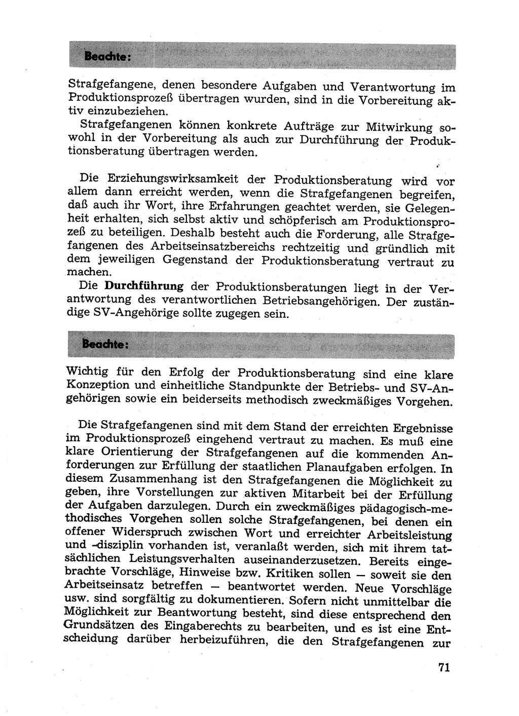 Handbuch für Betriebsangehörige, Abteilung Strafvollzug (SV) [Ministerium des Innern (MdI) Deutsche Demokratische Republik (DDR)] 1981, Seite 71 (Hb. BA Abt. SV MdI DDR 1981, S. 71)