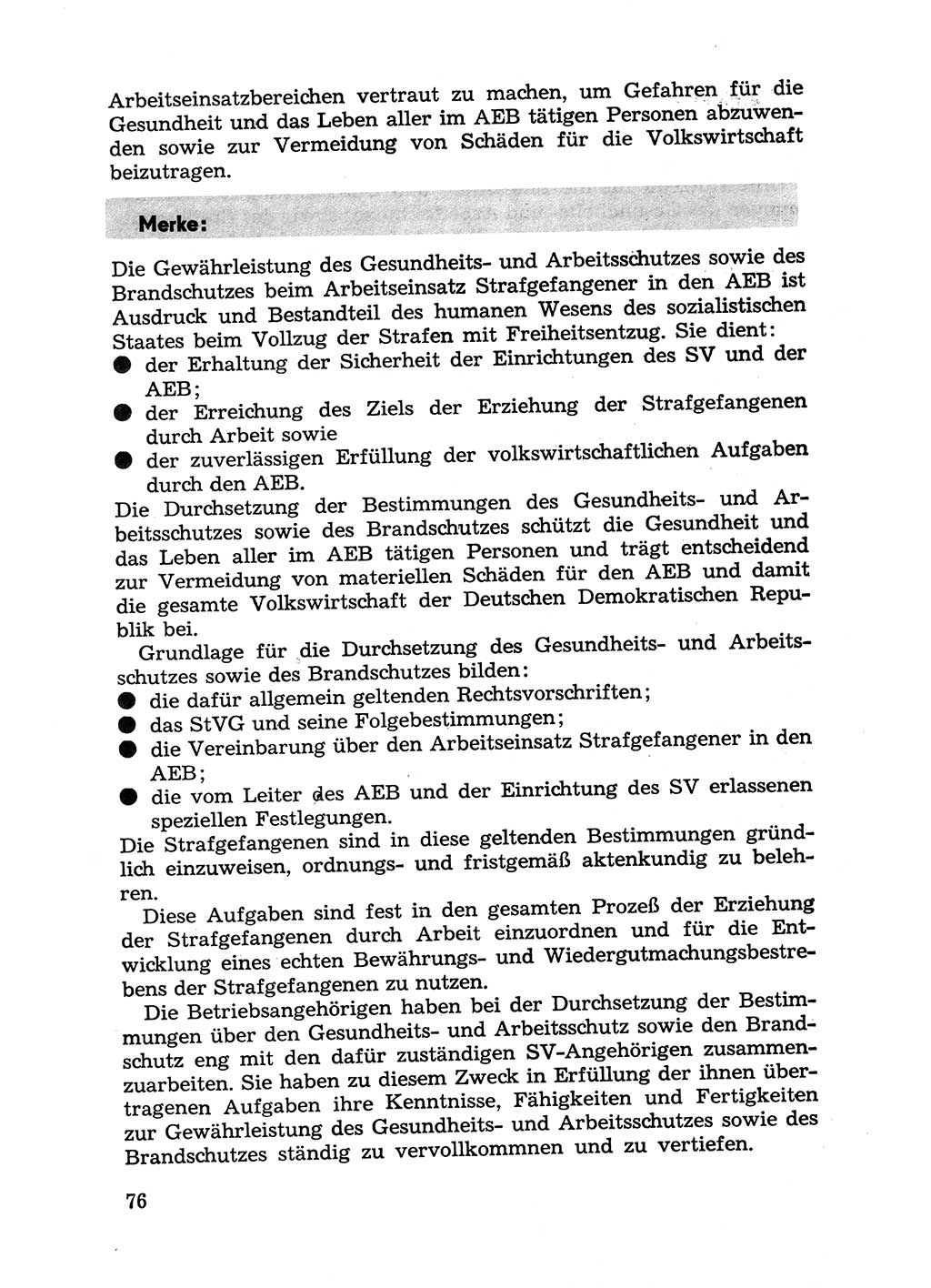 Handbuch für Betriebsangehörige, Abteilung Strafvollzug (SV) [Ministerium des Innern (MdI) Deutsche Demokratische Republik (DDR)] 1981, Seite 76 (Hb. BA Abt. SV MdI DDR 1981, S. 76)