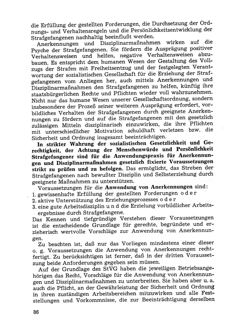 Handbuch für Betriebsangehörige, Abteilung Strafvollzug (SV) [Ministerium des Innern (MdI) Deutsche Demokratische Republik (DDR)] 1981, Seite 86 (Hb. BA Abt. SV MdI DDR 1981, S. 86)