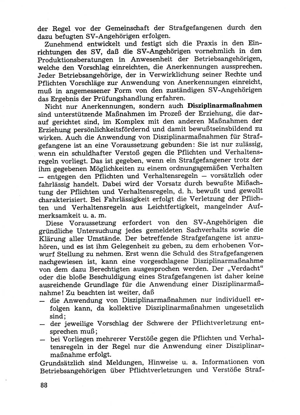 Handbuch für Betriebsangehörige, Abteilung Strafvollzug (SV) [Ministerium des Innern (MdI) Deutsche Demokratische Republik (DDR)] 1981, Seite 88 (Hb. BA Abt. SV MdI DDR 1981, S. 88)