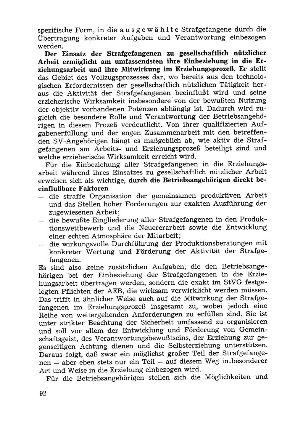 Handbuch für Betriebsangehörige, Abteilung Strafvollzug (SV) [Ministerium des Innern (MdI) Deutsche Demokratische Republik (DDR)] 1981, Seite 92 (Hb. BA Abt. SV MdI DDR 1981, S. 92)
