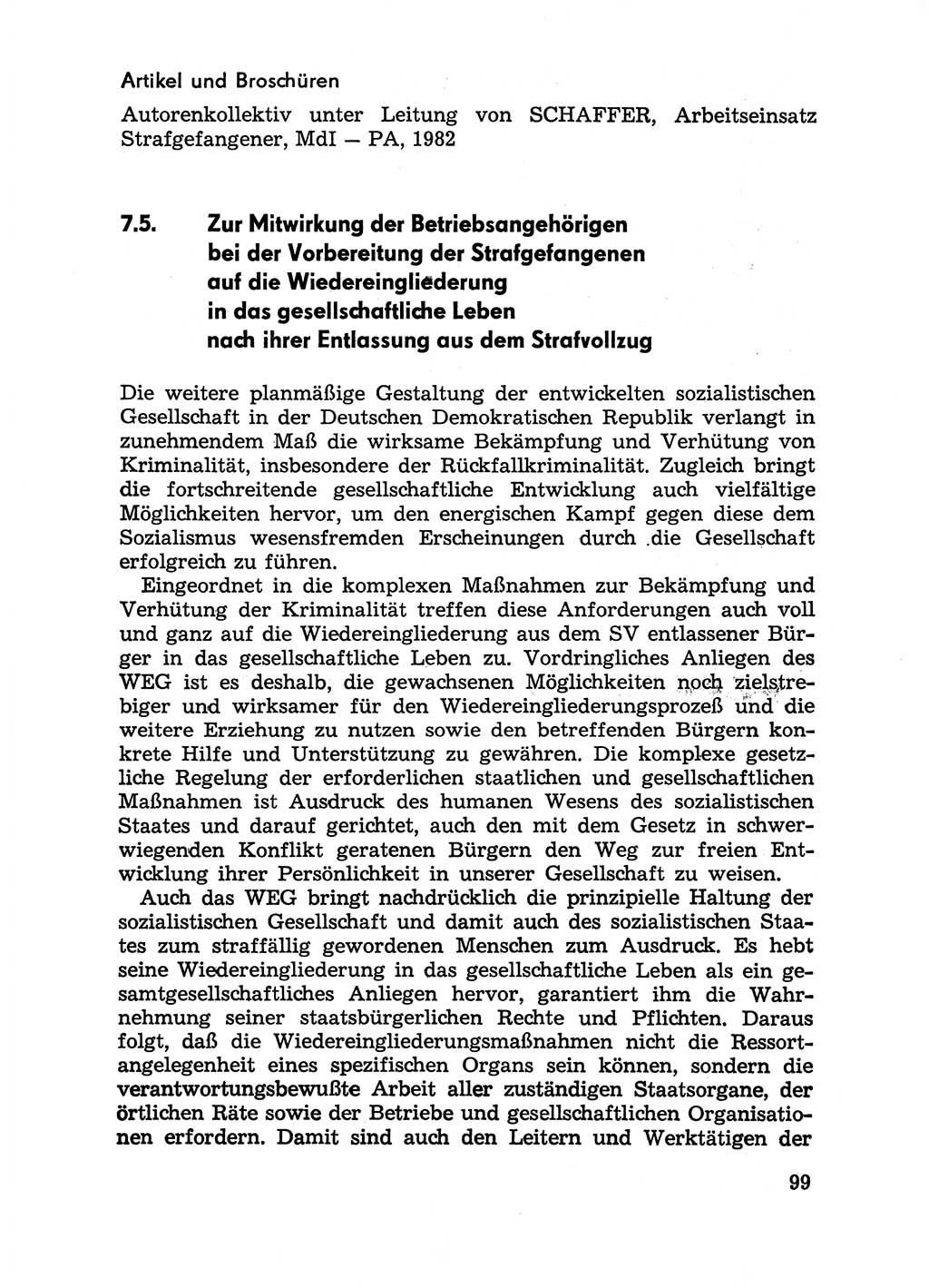 Handbuch für Betriebsangehörige, Abteilung Strafvollzug (SV) [Ministerium des Innern (MdI) Deutsche Demokratische Republik (DDR)] 1981, Seite 99 (Hb. BA Abt. SV MdI DDR 1981, S. 99)