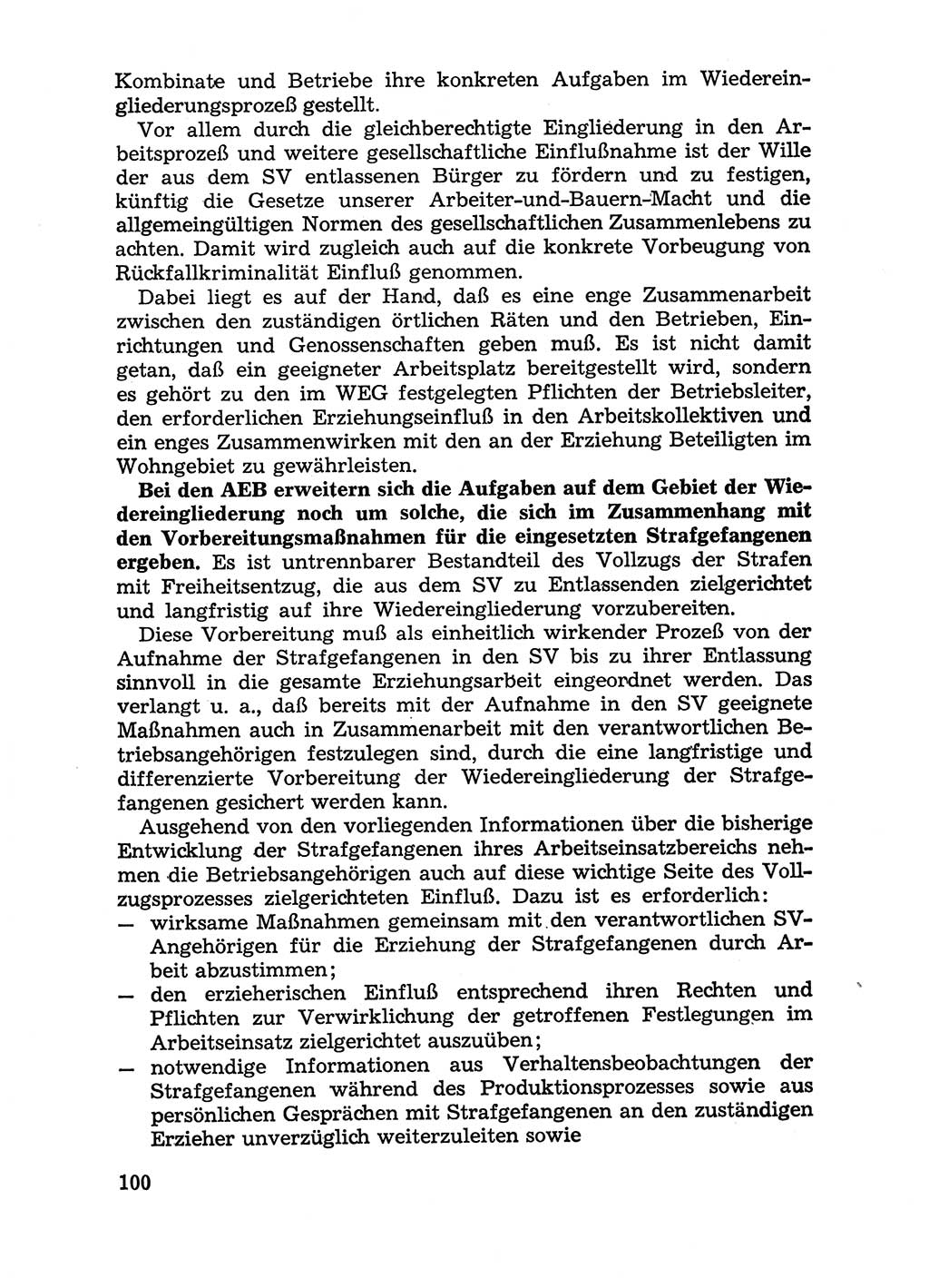 Handbuch für Betriebsangehörige, Abteilung Strafvollzug (SV) [Ministerium des Innern (MdI) Deutsche Demokratische Republik (DDR)] 1981, Seite 100 (Hb. BA Abt. SV MdI DDR 1981, S. 100)