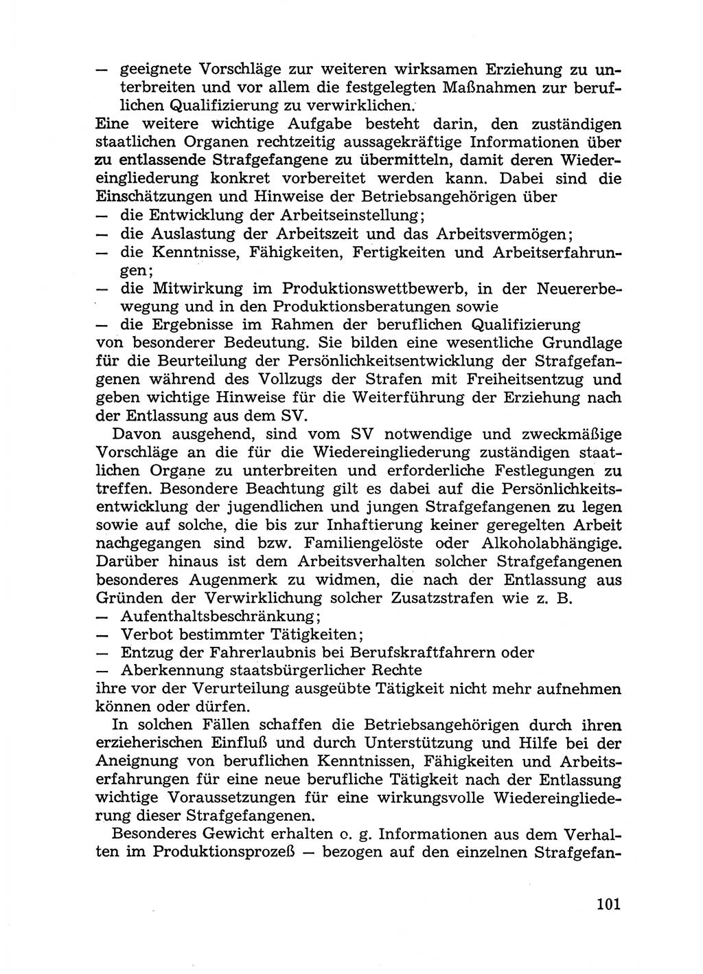Handbuch für Betriebsangehörige, Abteilung Strafvollzug (SV) [Ministerium des Innern (MdI) Deutsche Demokratische Republik (DDR)] 1981, Seite 101 (Hb. BA Abt. SV MdI DDR 1981, S. 101)