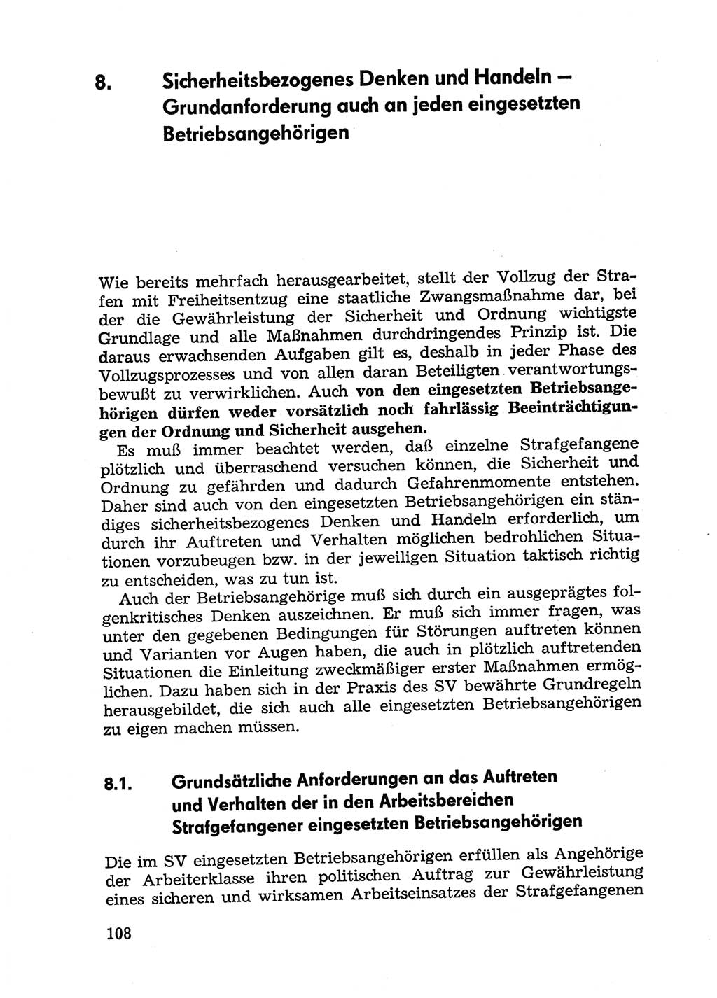 Handbuch für Betriebsangehörige, Abteilung Strafvollzug (SV) [Ministerium des Innern (MdI) Deutsche Demokratische Republik (DDR)] 1981, Seite 108 (Hb. BA Abt. SV MdI DDR 1981, S. 108)