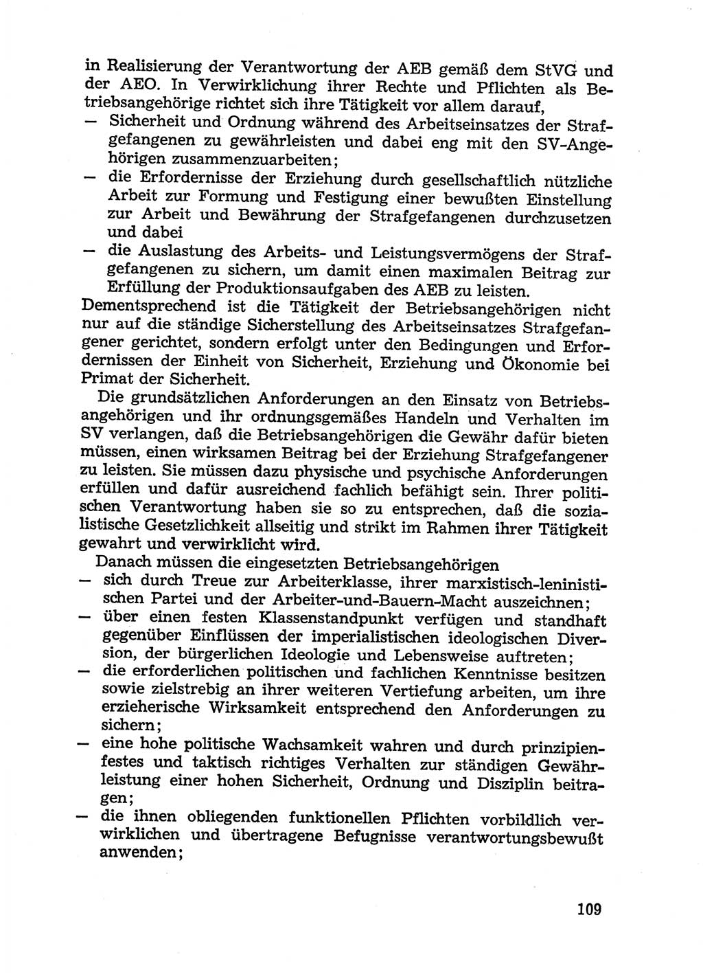 Handbuch für Betriebsangehörige, Abteilung Strafvollzug (SV) [Ministerium des Innern (MdI) Deutsche Demokratische Republik (DDR)] 1981, Seite 109 (Hb. BA Abt. SV MdI DDR 1981, S. 109)