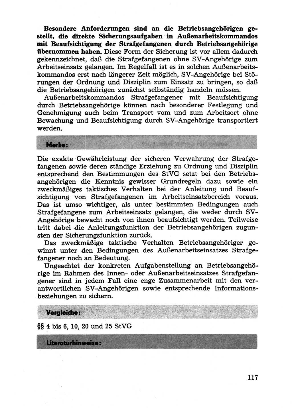 Handbuch für Betriebsangehörige, Abteilung Strafvollzug (SV) [Ministerium des Innern (MdI) Deutsche Demokratische Republik (DDR)] 1981, Seite 117 (Hb. BA Abt. SV MdI DDR 1981, S. 117)