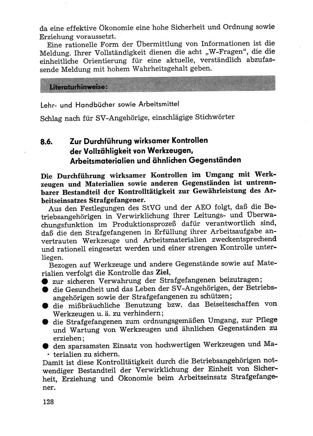 Handbuch für Betriebsangehörige, Abteilung Strafvollzug (SV) [Ministerium des Innern (MdI) Deutsche Demokratische Republik (DDR)] 1981, Seite 128 (Hb. BA Abt. SV MdI DDR 1981, S. 128)