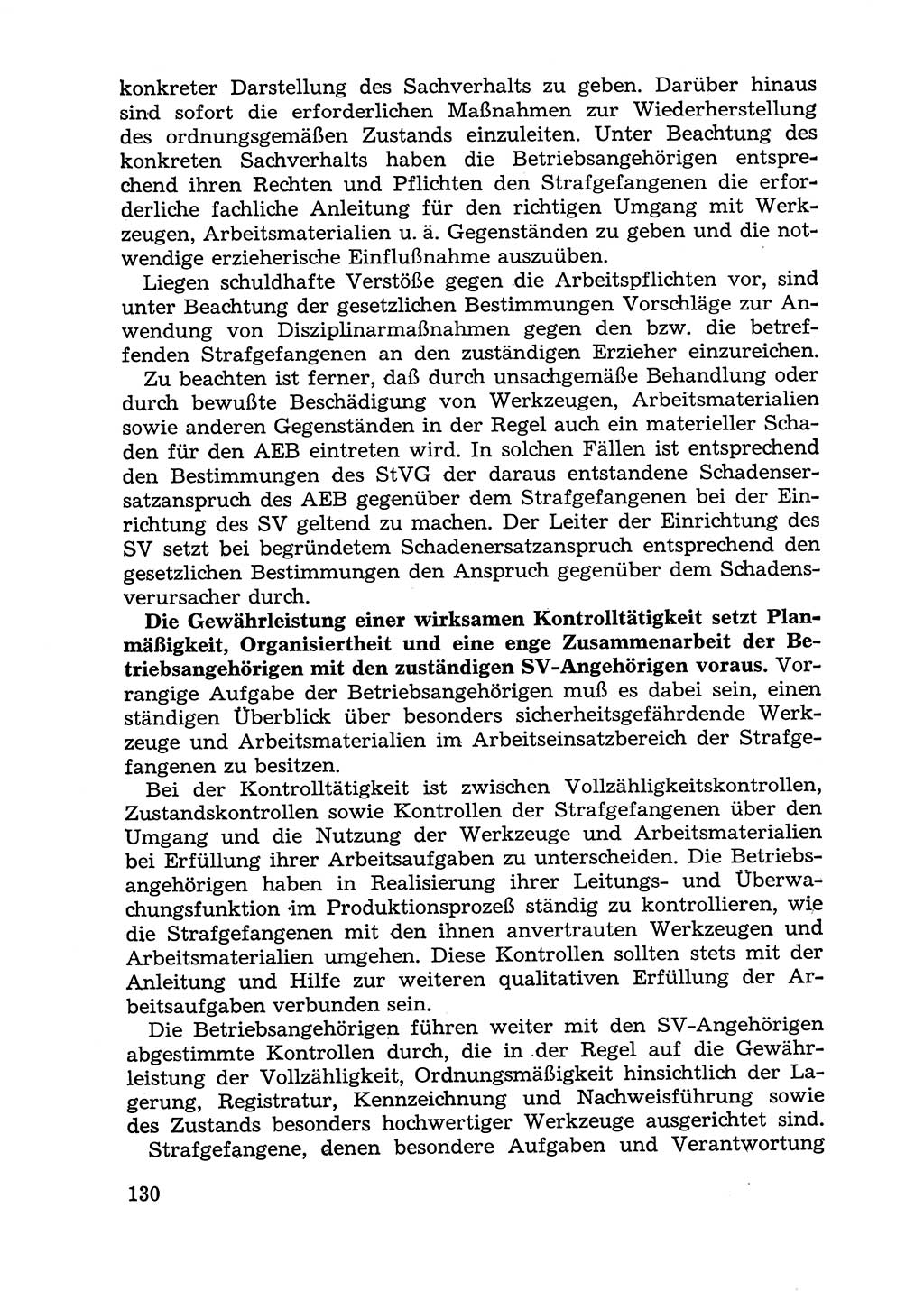 Handbuch für Betriebsangehörige, Abteilung Strafvollzug (SV) [Ministerium des Innern (MdI) Deutsche Demokratische Republik (DDR)] 1981, Seite 130 (Hb. BA Abt. SV MdI DDR 1981, S. 130)