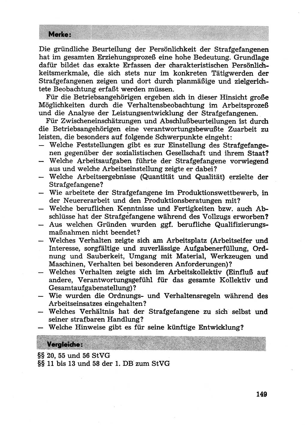 Handbuch für Betriebsangehörige, Abteilung Strafvollzug (SV) [Ministerium des Innern (MdI) Deutsche Demokratische Republik (DDR)] 1981, Seite 149 (Hb. BA Abt. SV MdI DDR 1981, S. 149)