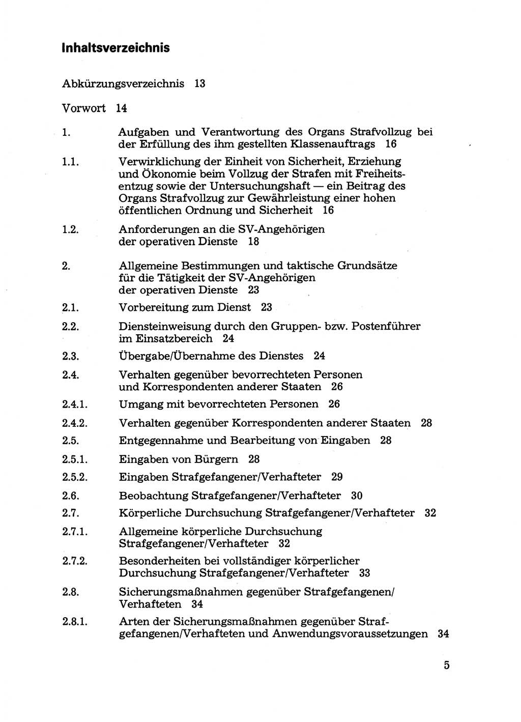Handbuch für operative Dienste, Abteilung Strafvollzug (SV) [Ministerium des Innern (MdI) Deutsche Demokratische Republik (DDR)] 1981, Seite 5 (Hb. op. D. Abt. SV MdI DDR 1981, S. 5)