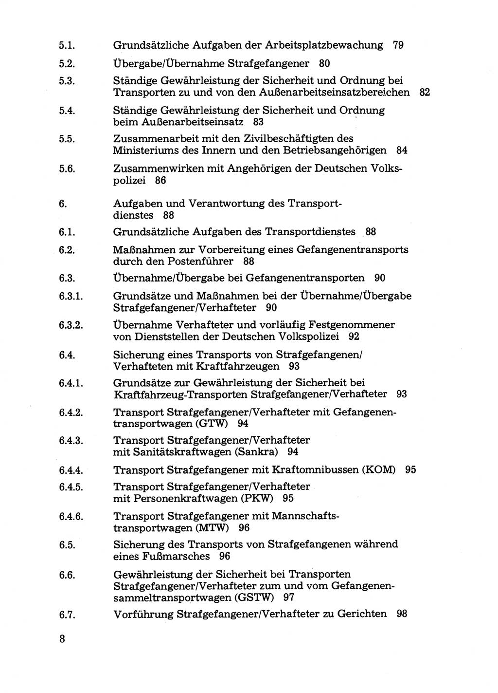 Handbuch für operative Dienste, Abteilung Strafvollzug (SV) [Ministerium des Innern (MdI) Deutsche Demokratische Republik (DDR)] 1981, Seite 8 (Hb. op. D. Abt. SV MdI DDR 1981, S. 8)