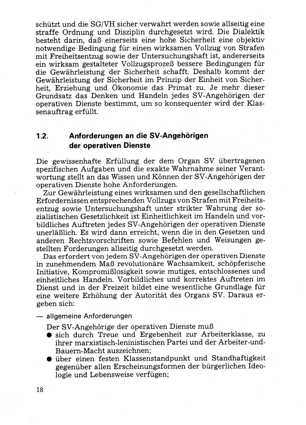 Handbuch für operative Dienste, Abteilung Strafvollzug (SV) [Ministerium des Innern (MdI) Deutsche Demokratische Republik (DDR)] 1981, Seite 18 (Hb. op. D. Abt. SV MdI DDR 1981, S. 18)