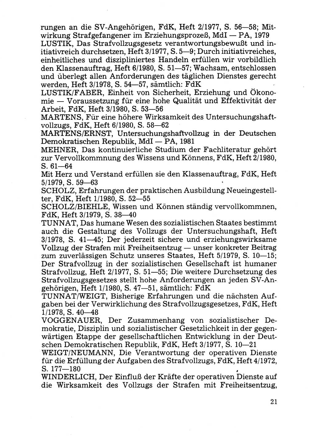 Handbuch für operative Dienste, Abteilung Strafvollzug (SV) [Ministerium des Innern (MdI) Deutsche Demokratische Republik (DDR)] 1981, Seite 21 (Hb. op. D. Abt. SV MdI DDR 1981, S. 21)